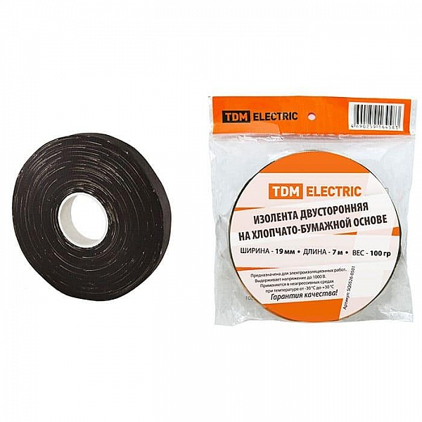 Изолента ХБ TDM SQ0526-0501 19 мм*7 м двусторонняя 100 г