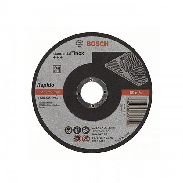 Круг отрезной Bosch Standart 2608603171 125*1.0*22.2 мм для нержавеющей стали