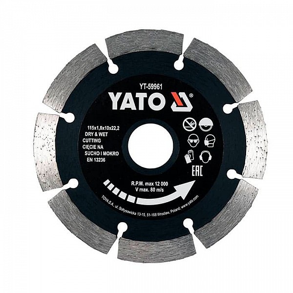 Круг алмазный Yato YT-59961 сегмент 115*22.2*1.8 мм