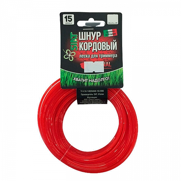 Шнур кордовый для триммера Siat STH125 3 мм*15 м треугольник красный