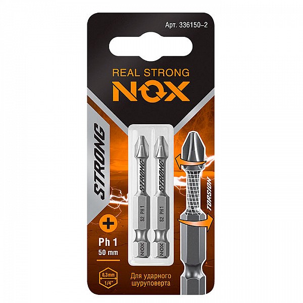 Бита Nox Strong torsion 336150-2 E 6.3 ph1-50 2 шт