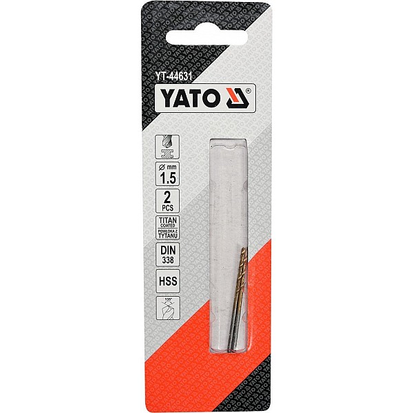 Сверло по металлу Yato YT-44631 HSS-TiN 1.5 мм 2 шт
