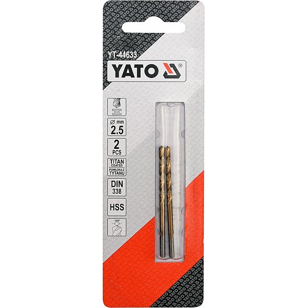 Сверло по металлу Yato YT-44633 HSS-TiN 2.5 мм 2 шт