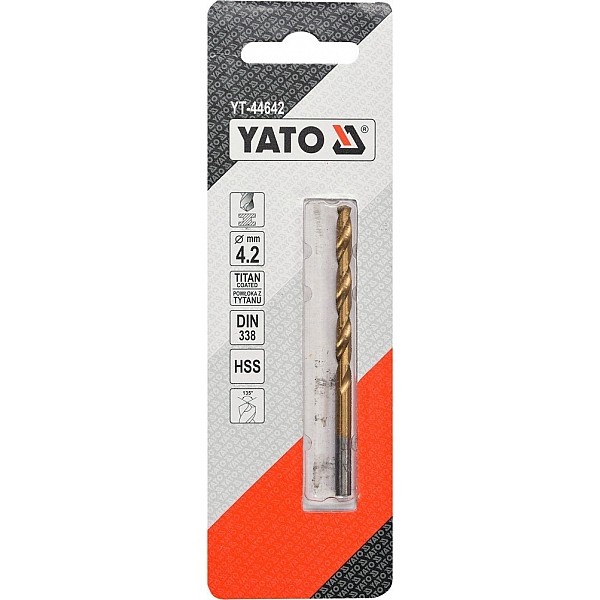 Сверло по металлу Yato YT-44642 HSS-TiN 4.2 мм