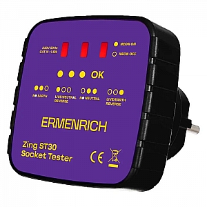 Тестер розеток Ermenrich Zing ST30 фиолетовый