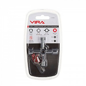 Ключ для электрошкафов Vira 514005 с 5 рабочими профилями и битой. Изображение - 2