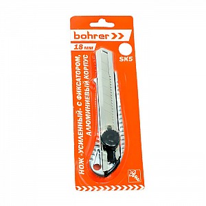 Нож Bohrer 43118005 с выдвижными лезвиями 18 мм усиленный регулируемый фиксатор лезвия сталь SK5. Изображение - 1