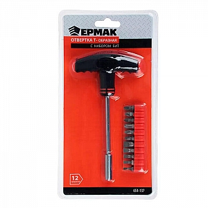 Отвертка Т-образная Ермак 651-137 с набором бит 12 предметов. Изображение - 2