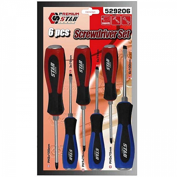 Набор отверток ударных Stab 529406 силовых под ключ с магнитным наконечником 6 предметов