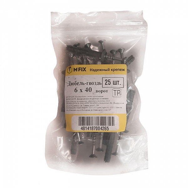 Дюбель-гвоздь 6*40 мм Tech-Krep гриб 25 шт