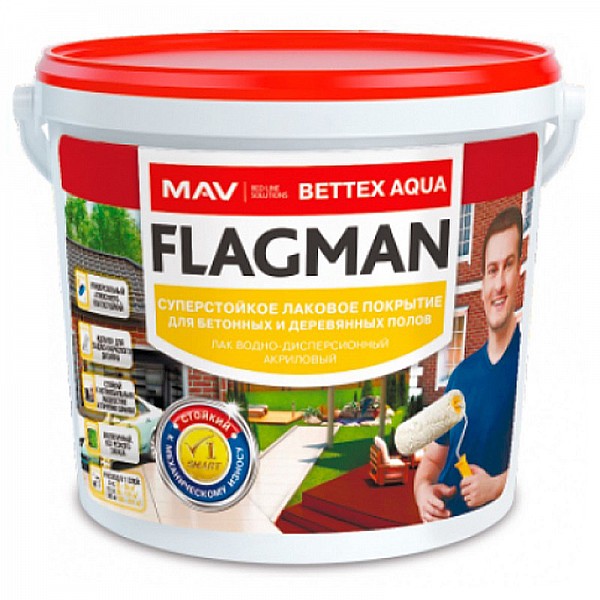 Лак MAV Flagman Bettex Aqua для бетонных и деревянных полов 1 л полуглянцевый
