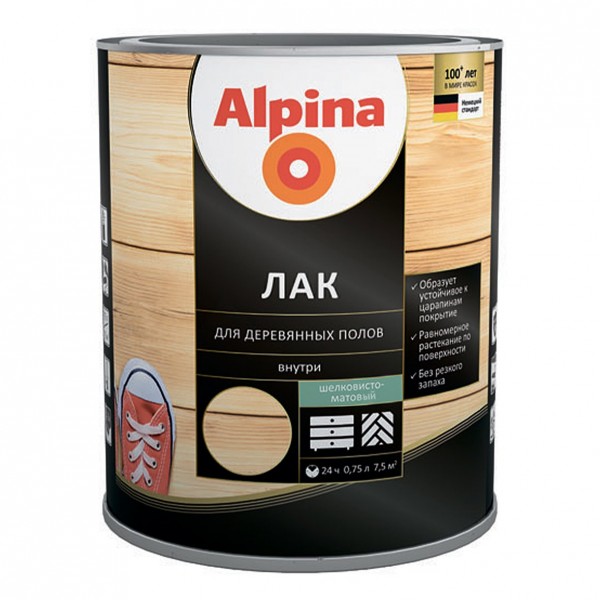 Лак Alpina для деревянных полов 0.75 л шелковисто-матовый