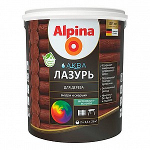 Лак Alpina Аква Лазурь для дерева 2.5 л орех