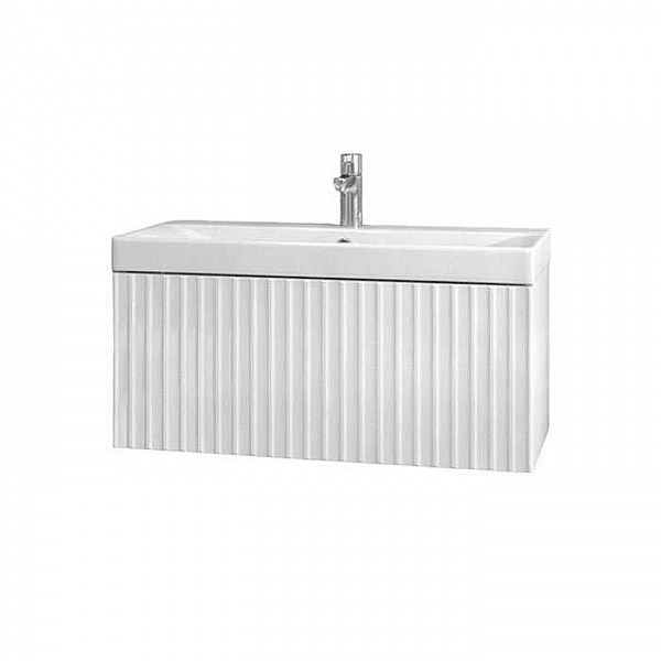 Тумба Velvex Compo 800-0-1 навесная белый глянец + умывальник Vigo Neo 9696-80