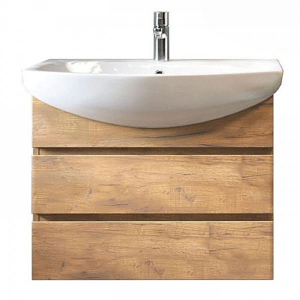 Тумба Vigo Wing 600-0-2 подвесная дуб золотой 2 ящика + умывальник Santek Балтика 60