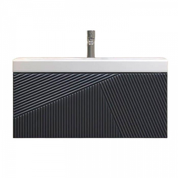 Тумба Velvex Edge 800-0-1 графит навесная + умывальник Vigo Neo 9696-80