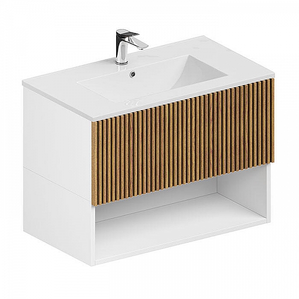 Тумба ЗОВ Кито 2K80LW0MRM-OL80 с раковиной белый тростник 80
