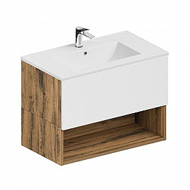 Тумба ЗОВ Кито 2K80LA0MWM-OL80 с раковиной аттик/белый матовый 80