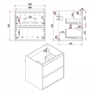 Тумба ЗОВ Парма P100LWP0MWMC1B-OL100 с раковиной белый матовый 100. Изображение - 4