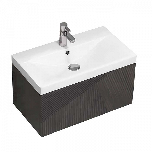 Тумба подвесная Velvex Edge 700-0-1 графит + умывальник Vigo Neo 9696-70