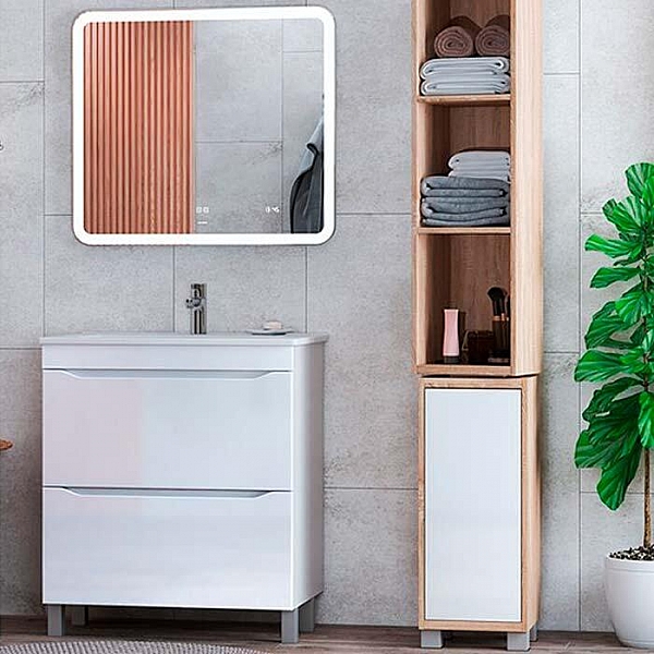 Тумба Vigo Grani 600-0-2 белый + умывальник Cersanit Como 60