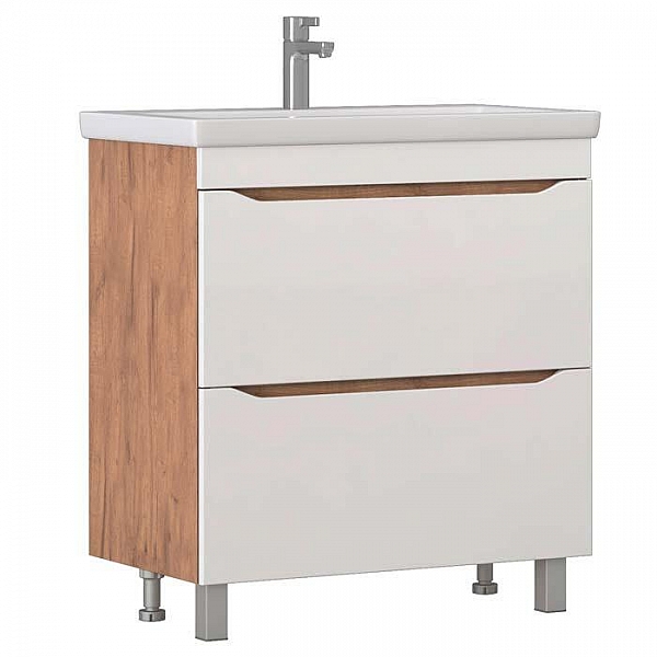 Тумба Vigo Grani 800-0-2 дуб золотой+ умывальник Cersanit Como 80