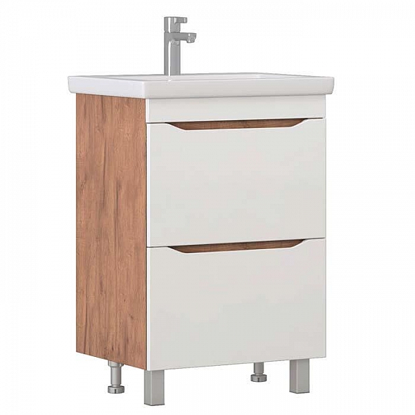 Тумба Vigo Grani 600-0-2 дуб золото + умывальник Cersanit Como 60