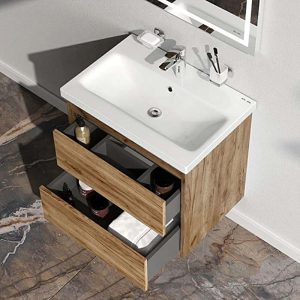 Тумба с умывальником AM.PM Pulse M91-FHX0602OF-WCC0602WG дуб подвесная