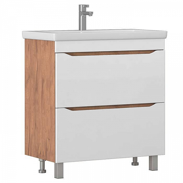 Тумба Vigo Grani 750-0-2 2 ящика дуб золотой + умывальник Kirovit Оскар 75