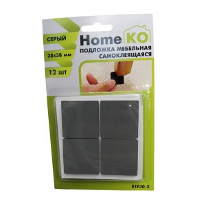 Подложка мебельная HomeKo E1F30-2 01_0364826 самоклеящаяся 38*38 мм серый 12 шт