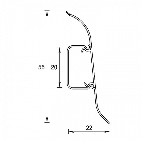 Плинтус напольный Ideal Классик К55 230 Дуб айсберг 2200*55*22 мм