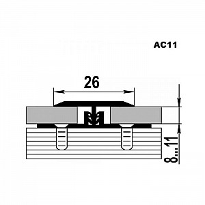 Порог Grace АС11 Т-образный П13 Ривьера грей 1.8 м с крепежом. Изображение - 2