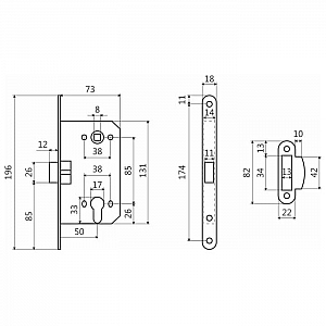 Замок врезной Аллюр 15873 Арт 5300-P CP хром. Изображение - 1