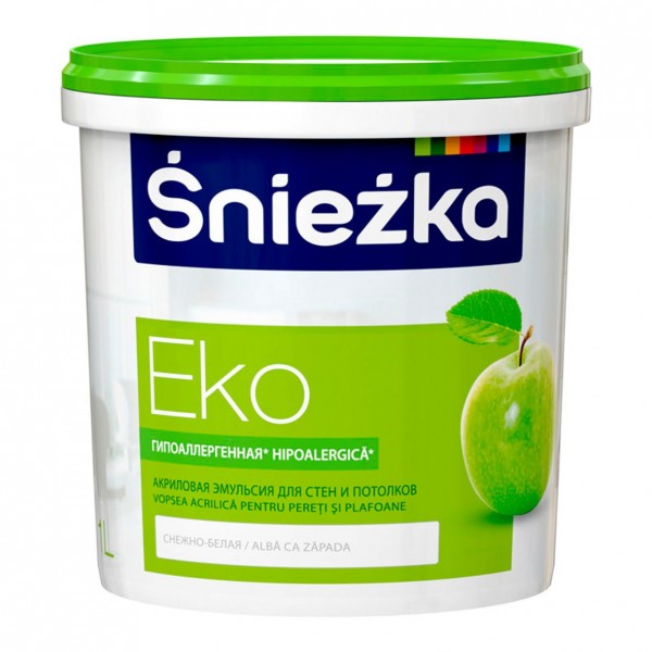 Краска Sniezka Eko гипоаллергенная для стен и потолков 1 л снежно-белая