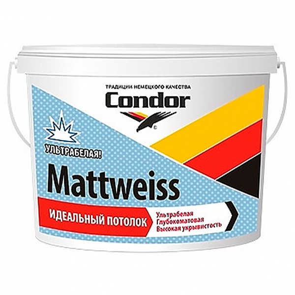 Краска Condor Mattweiss для потолков 1 л белая