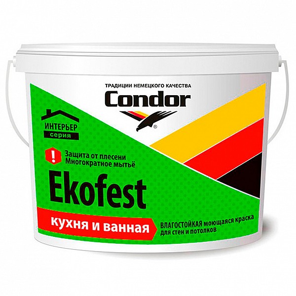 Краска Condor Ekofest Кухня и ванная 2.5 л белая