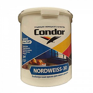 Краска Condor Nordweiss 30 для окон и дверей 3 кг белый