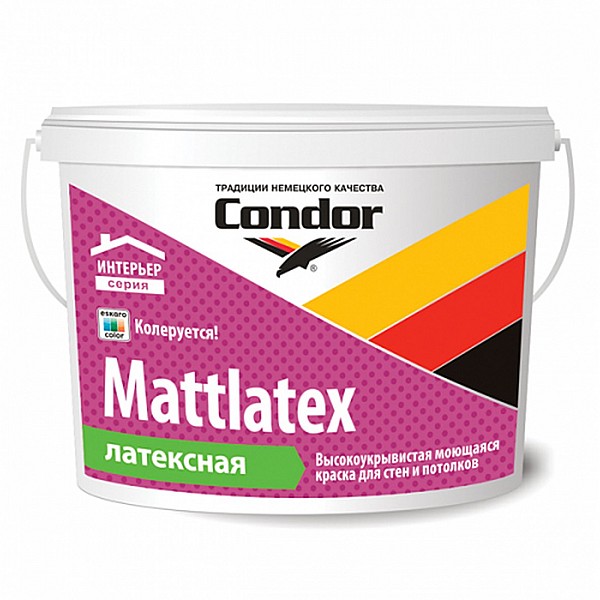 Краска Condor Mattlatex латексная моющаяся 1 л белая
