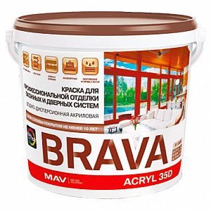 Краска MAV Brava Acryl 35D для окон и дверей 1 л белая полуматовая