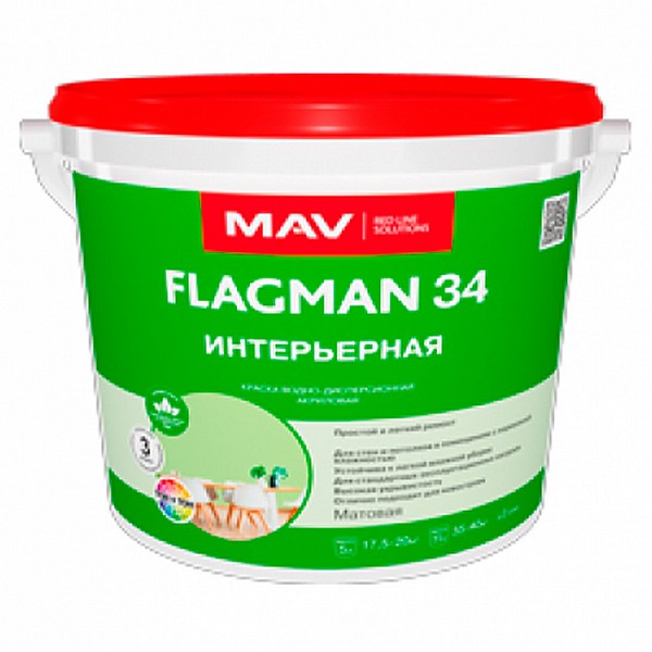 Краска MAV Flagman 34 Интерьерная 3 л Белая