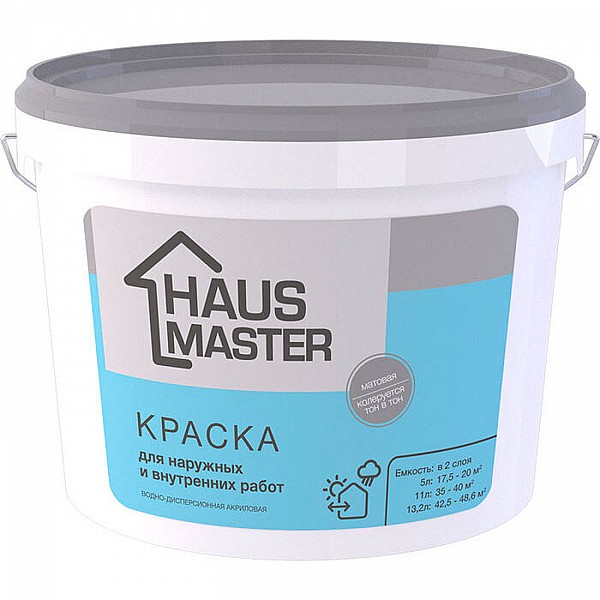 Краска MAV Haus Master для внутренних и наружных работ 13.2 л белая