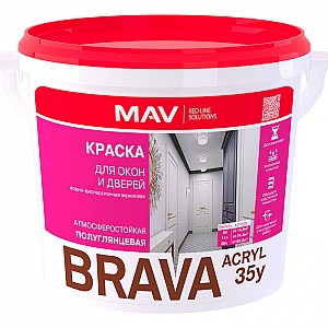 Краска MAV Brava Acryl 35у для окон и дверей 1 л белая полуглянцевая