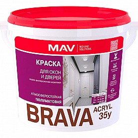 Краска MAV Brava Acryl 35у для окон и дверей 1 л белая полуматовая