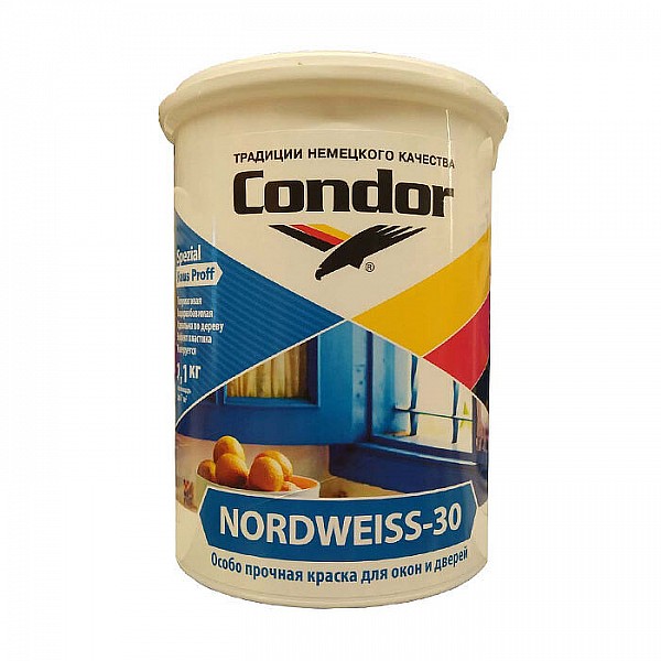 Краска Condor Nordweiss 30 для окон и дверей 1.1 кг