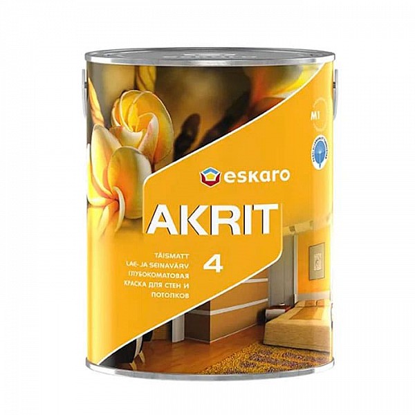 Краска Eskaro Akrit 4 глубокоматовая для стен и потолков 2.85 л