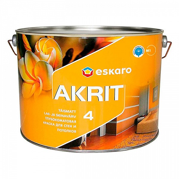Краска Eskaro Akrit 4 глубокоматовая для стен и потолков 9.5 л