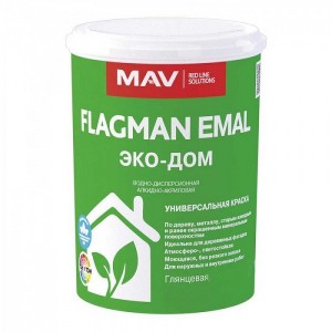 Краска MAV Flagman Emal Эко-Дом 2.5 л белая глянцевая