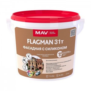 Краска MAV Flagman 31т фасадная с силиконом матовая 11 л белая