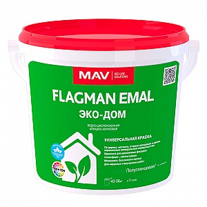 Краска MAV Flagman Emal Эко-Дом база TR полуглянцевая 3 л под компьютерную колеровку