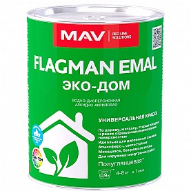 Краска MAV Flagman Emal Эко-Дом 0.9 л белая полуглянцевая